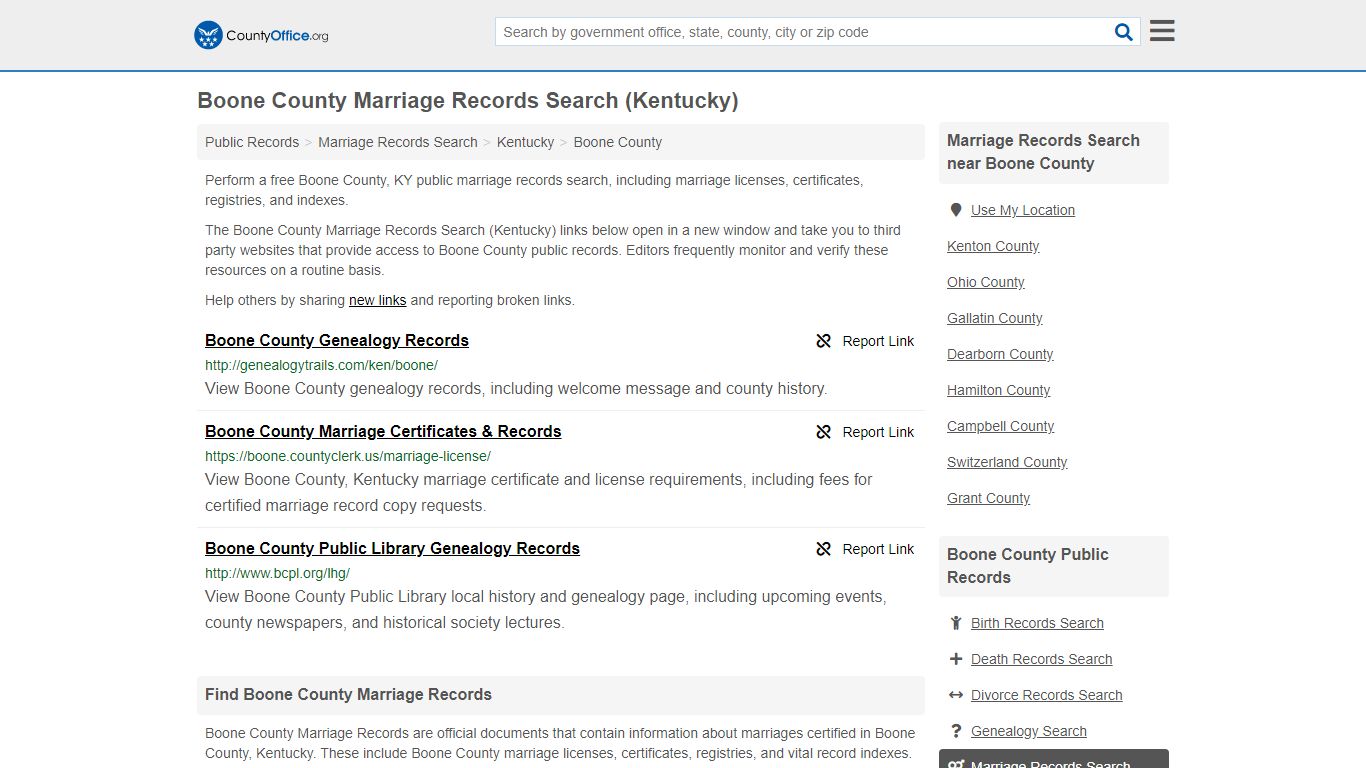 Marriage Records Search - Boone County, KY (Marriage ...