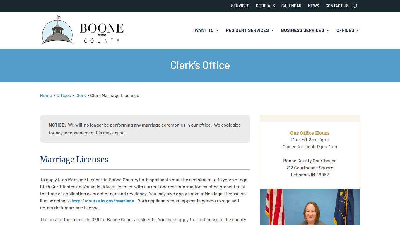 Clerk Marriage Licenses - Boone County, Indiana